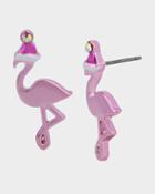 Betseyjohnson Pink Xmas Flamingo Studs Pink
