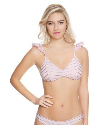 Steve Madden Shimmer Stripes Bralette Top Pink
