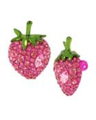 Steve Madden Fruity Petals Strawberry Clip Earrings Pink