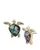 Steve Madden Glitter Reef Turtle Stud Earrings Multi