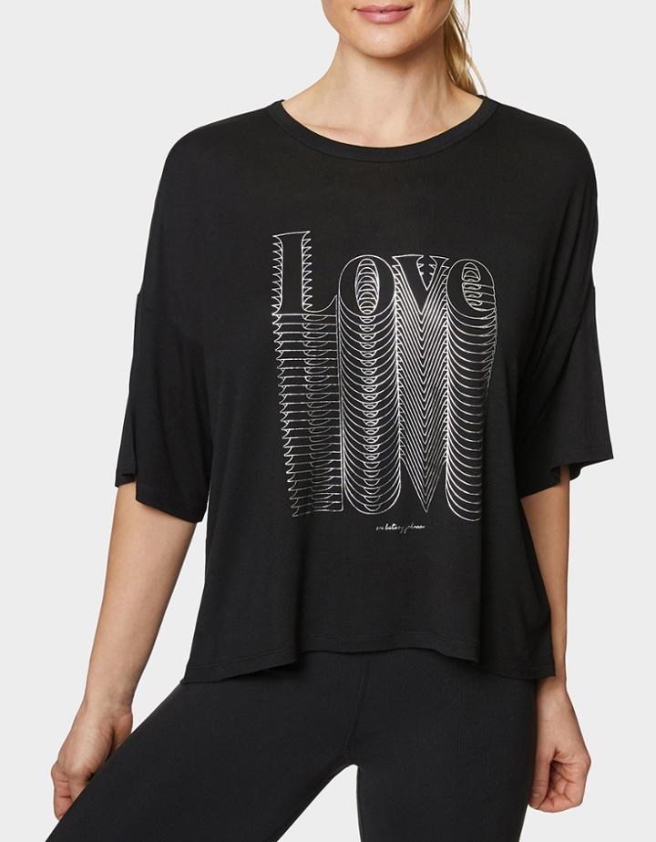 Betseyjohnson Overlapping Love Crop Tee Black-silver