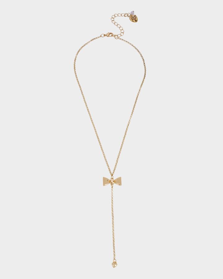 Betseyjohnson Pink Xmas Little Bow Necklace Gold