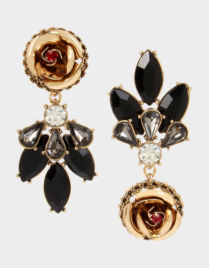 Betseyjohnson Rockin Riches Rose Mismatch Earrings Black
