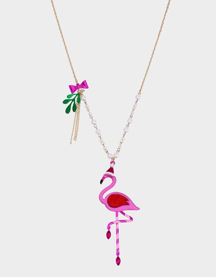 Betseyjohnson Pink Xmas Flamingo Pendant Fuschia Fab