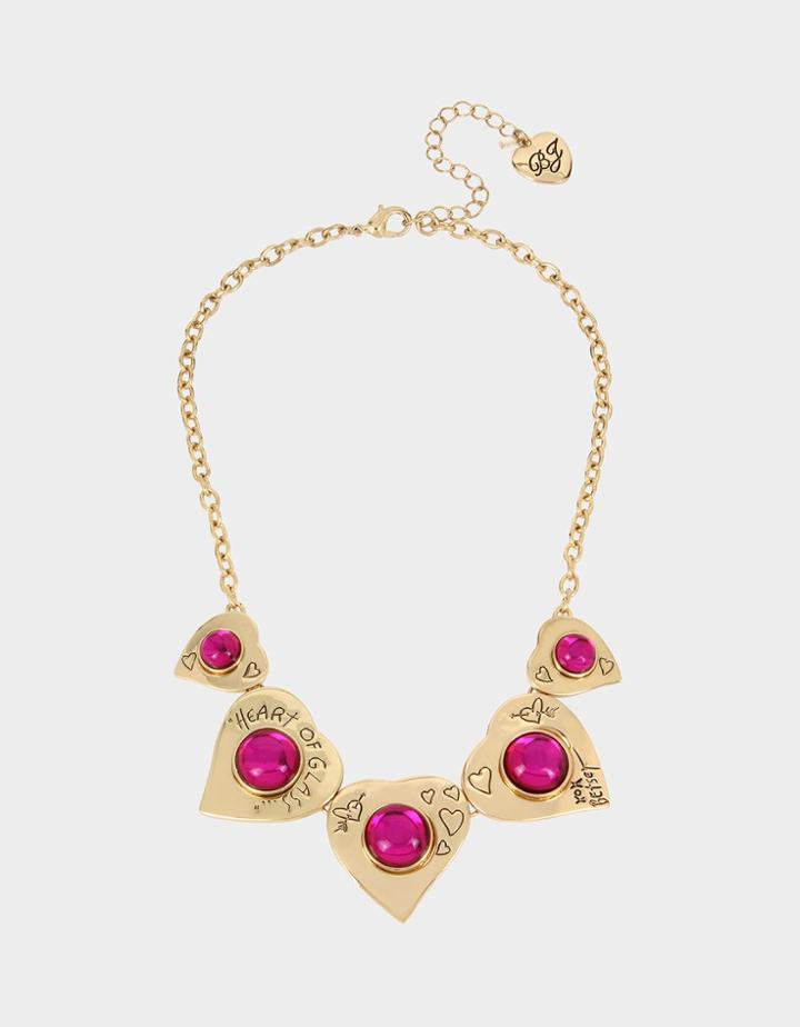 Betseyjohnson Breaking Hearts Frontal Necklace Pink