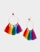 Betseyjohnson Rainbow Retro Tassel Hoop Earrings Rainbow Multi
