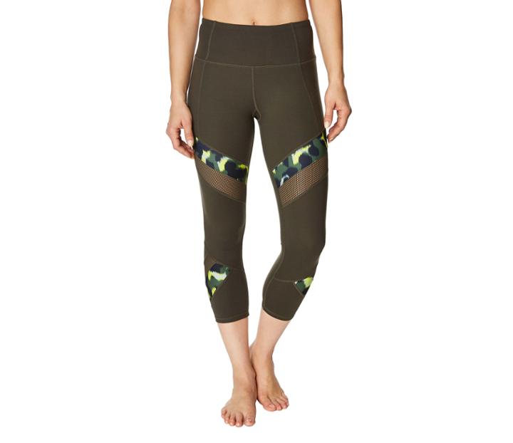 Betseyjohnson Mixed Print And Mesh Crop Legging Moss Multi