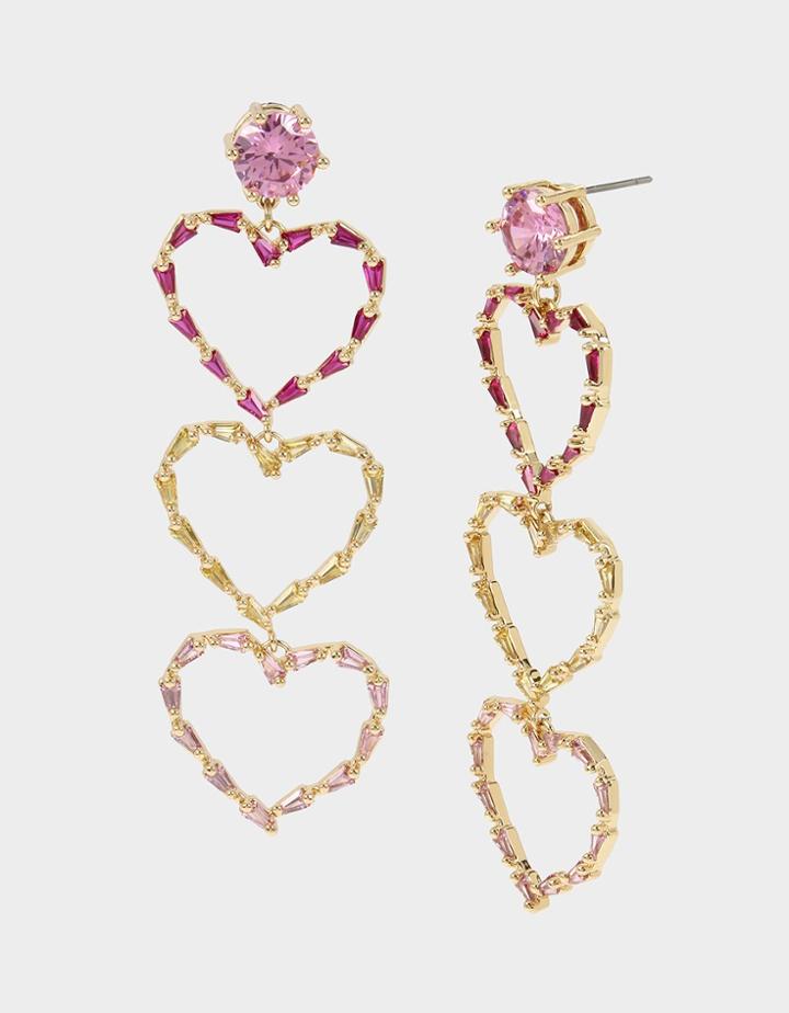 Betseyjohnson Crystal Cuties Triple Heart Earrings Multi