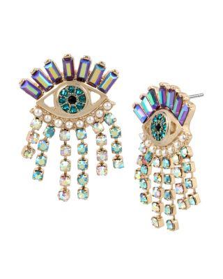 Steve Madden Mystic Baroque Eye Earrings Fuchsia