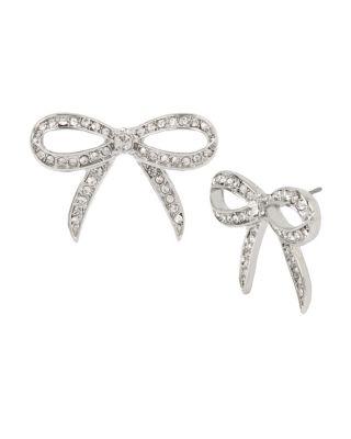 Steve Madden Blue La La Bow Earrings Crystal