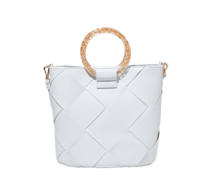 Betseyjohnson Confetti Rings Medium Bucket Bag White