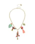 Steve Madden Tropical Punch Charm Frontal Necklace Multi