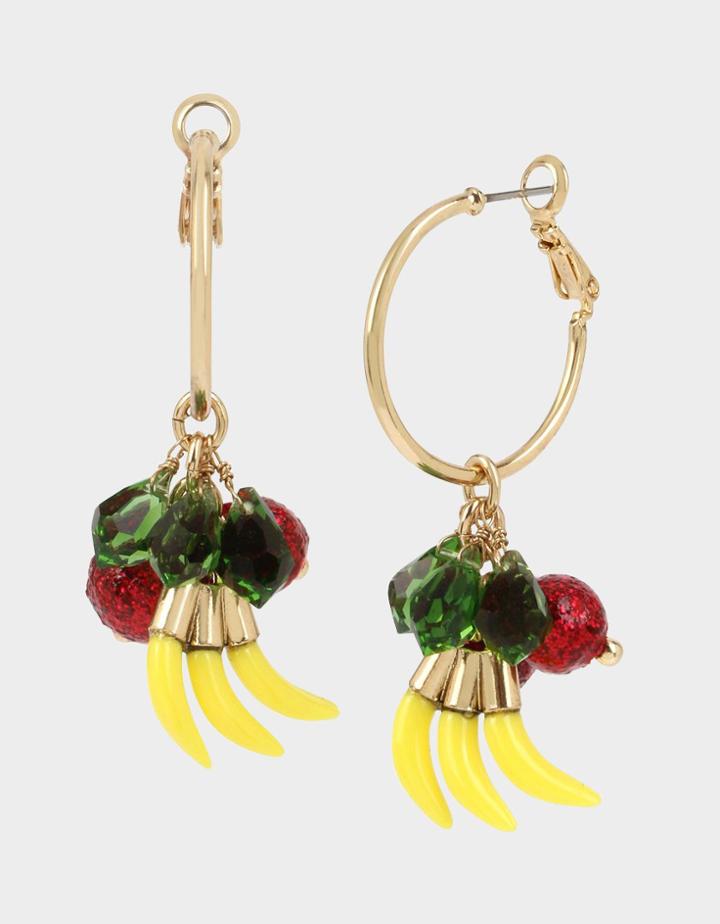 Betseyjohnson Summer Picnic Fruit Hoop Earrings Multi