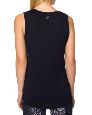 Steve Madden Run Play Rose High Low Tank Black