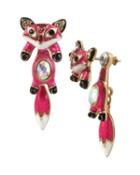 Steve Madden Mini Critters Fox Earrings Pink