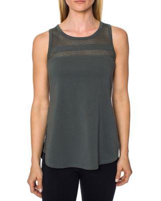 Steve Madden Mesh Stripe Inset Tank Silver