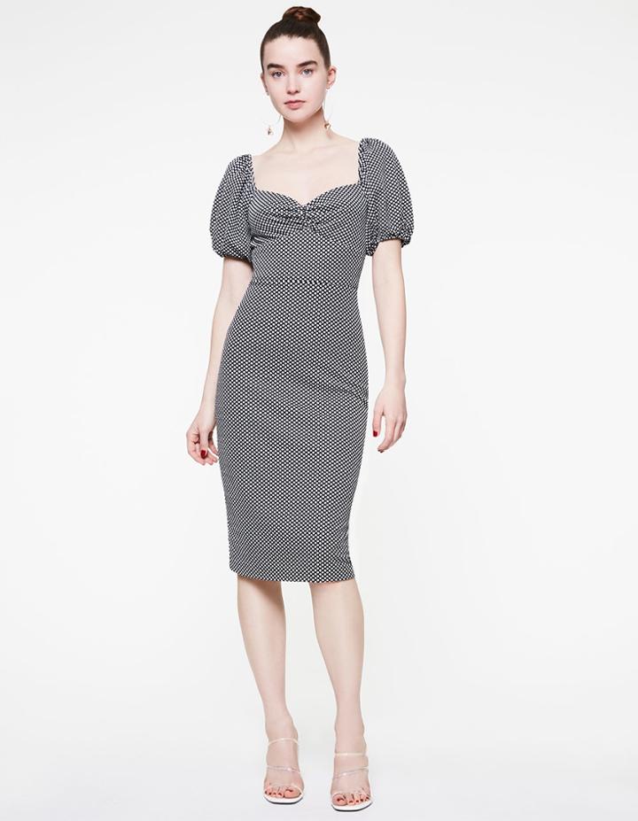 Betseyjohnson Mini Dots Knit Midi Dress Black-white