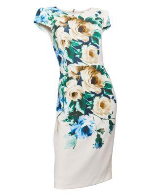 Steve Madden Full Bloom Midi Dress Cream Multi