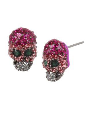 Steve Madden Duchess Of Betseyville Skull Stud Earrings Multi