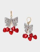 Betseyjohnson Red Hot Hearts Chandelier Earrings Red