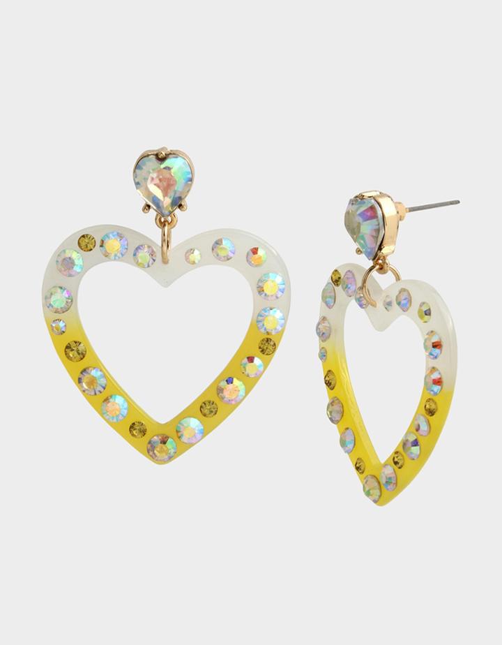 Betseyjohnson Lily Flower Heart Earrings Yellow