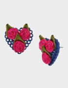 Betseyjohnson Betseyvilla Heart Button Earrings Pink