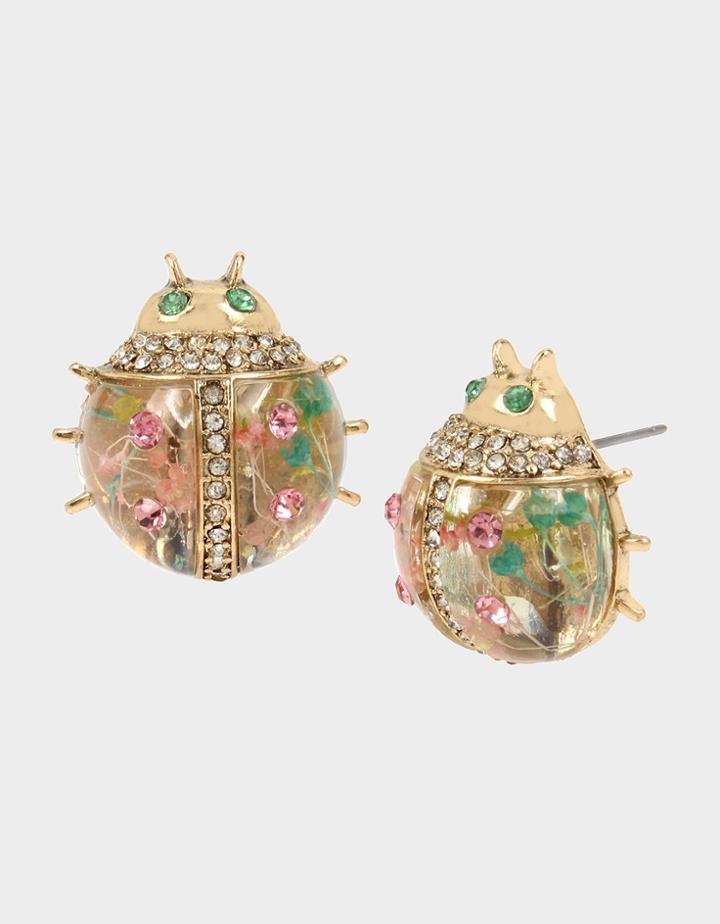 Betseyjohnson Sweetness And Light Ladybug Button Earrings Multi