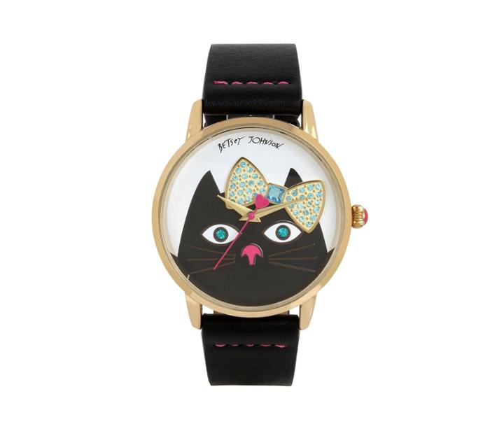 Betseyjohnson Girly Kitty Watch Black
