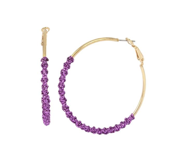 Betseyjohnson Hoop Magic Purple Twist Earrings Purple