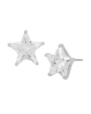 Steve Madden Betsey Blue Silver Star Stud Earrings Crystal