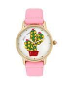 Steve Madden Embroidered Cactus Watch Pink