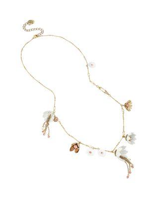 Steve Madden Summer Flowers Long Necklace White/pink