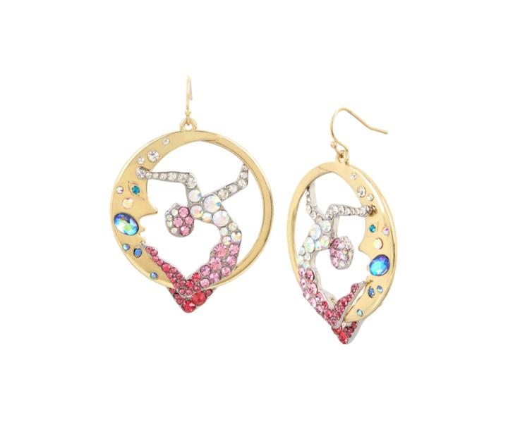 Betseyjohnson Magical Show Moon Drop Earrings Pink