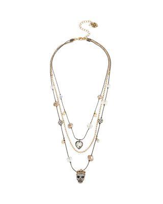 Steve Madden Boldest Betsey Skull Illusion Necklace Multi