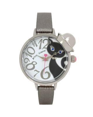 Steve Madden Cat In A Hat Grey Strap Watch Grey