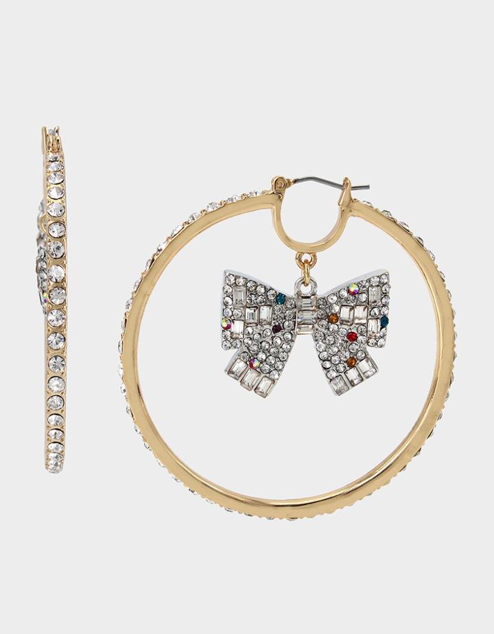 Betseyjohnson Pop Heart Bow Hoop Earrings Multi