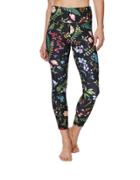 Betseyjohnson Floral Printed Legging With Mesh Inserts Black Multi