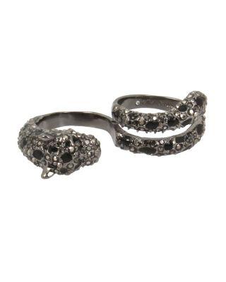 Steve Madden Darkness Jaguar Double Ring Black