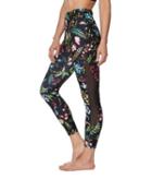 Steve Madden Floral Printed Legging With Mesh Inserts Rust Multi