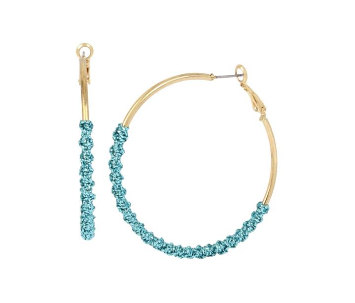 Betseyjohnson Hoop Magic Teal Twist Earrings Teal