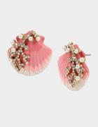 Betseyjohnson Festival Mermaid Shell Stud Earrings Pink