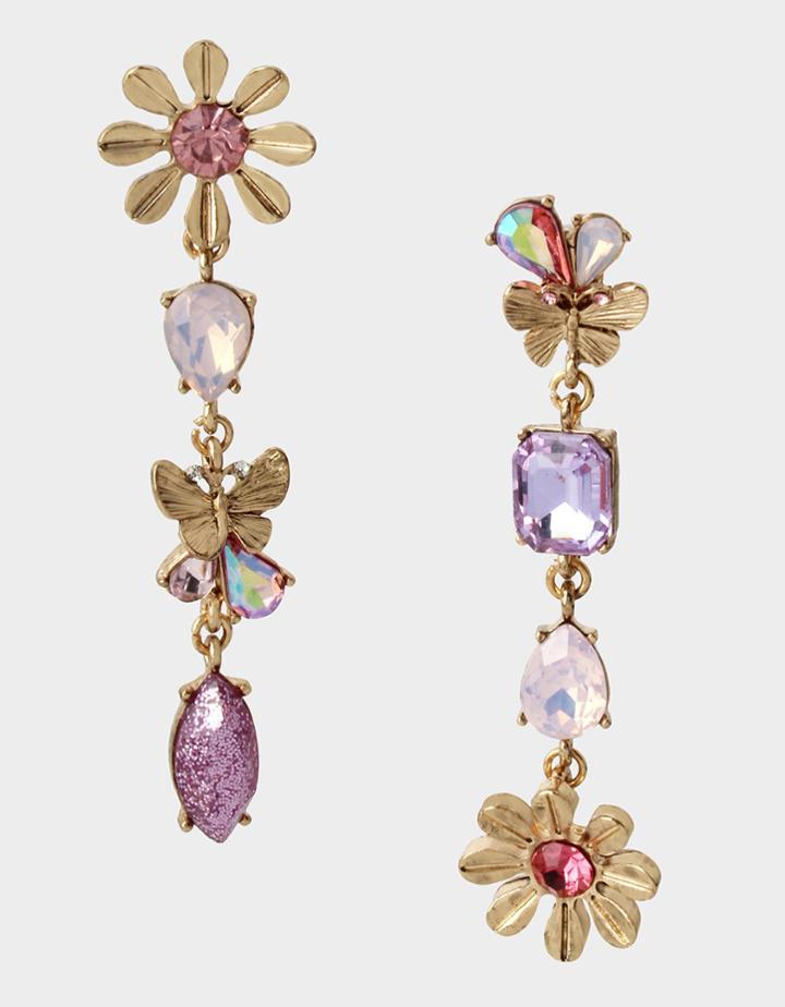 Betseyjohnson Spring In The Air Flower Linear Earrings Purple
