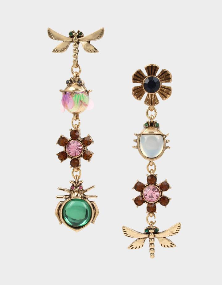Betseyjohnson Tortifly Bug Linear Earrings Multi