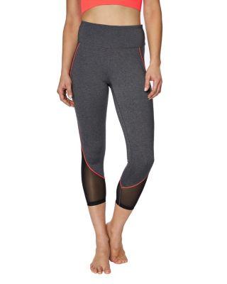 Steve Madden Color Lined Mesh Insert Crop Legging Charcoal
