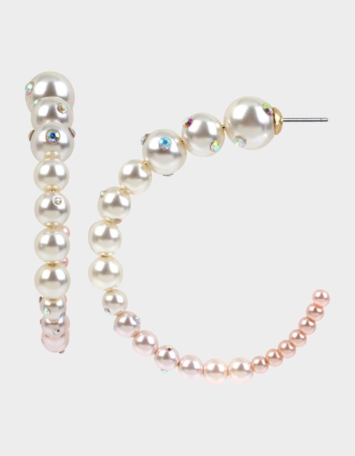 Betseyjohnson Surfmaid Half Hoop Earrings Ivory