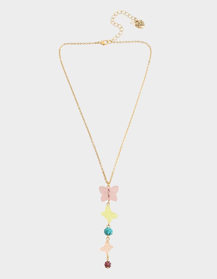 Betseyjohnson Gummy Butterfly Y Necklace Pastel Multi