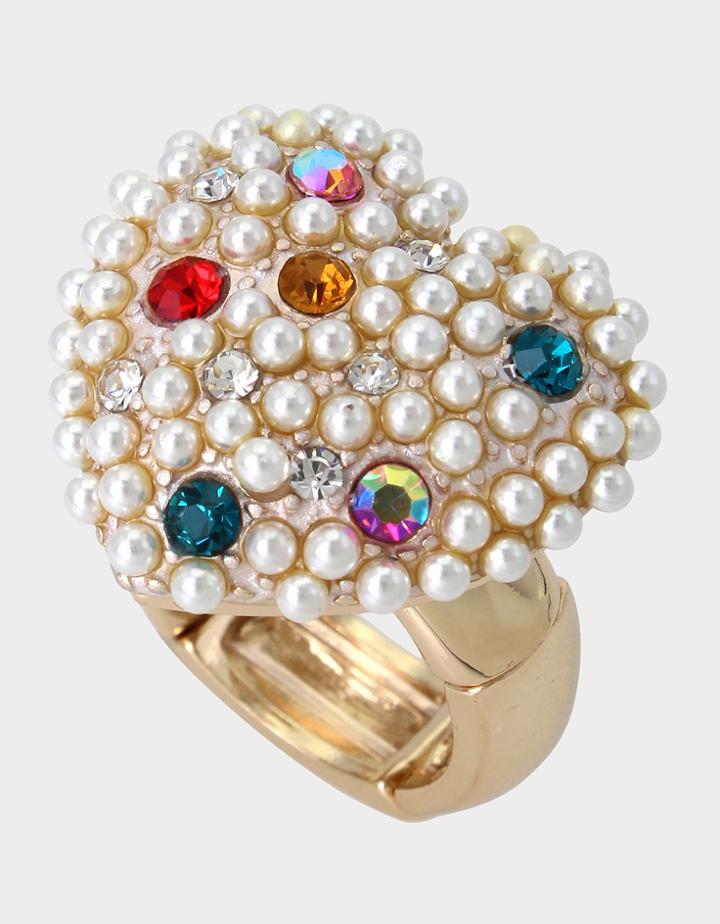 Betseyjohnson Pop Heart Pearl Ring Multi