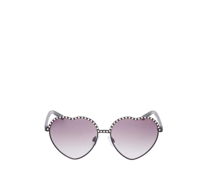 Betseyjohnson Rhinestone Topped Heart Sunglasses Black