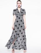 Betseyjohnson Chiffon Heart Print Maxi Dress Black