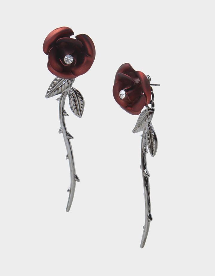 Betseyjohnson Glampire Rose Front Back Earrings Red